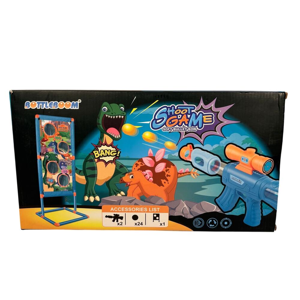 BottleBoom Dinosaur Shoot Game Interactive Soft Bullet Bow Game Toy NEW OPEN BOX